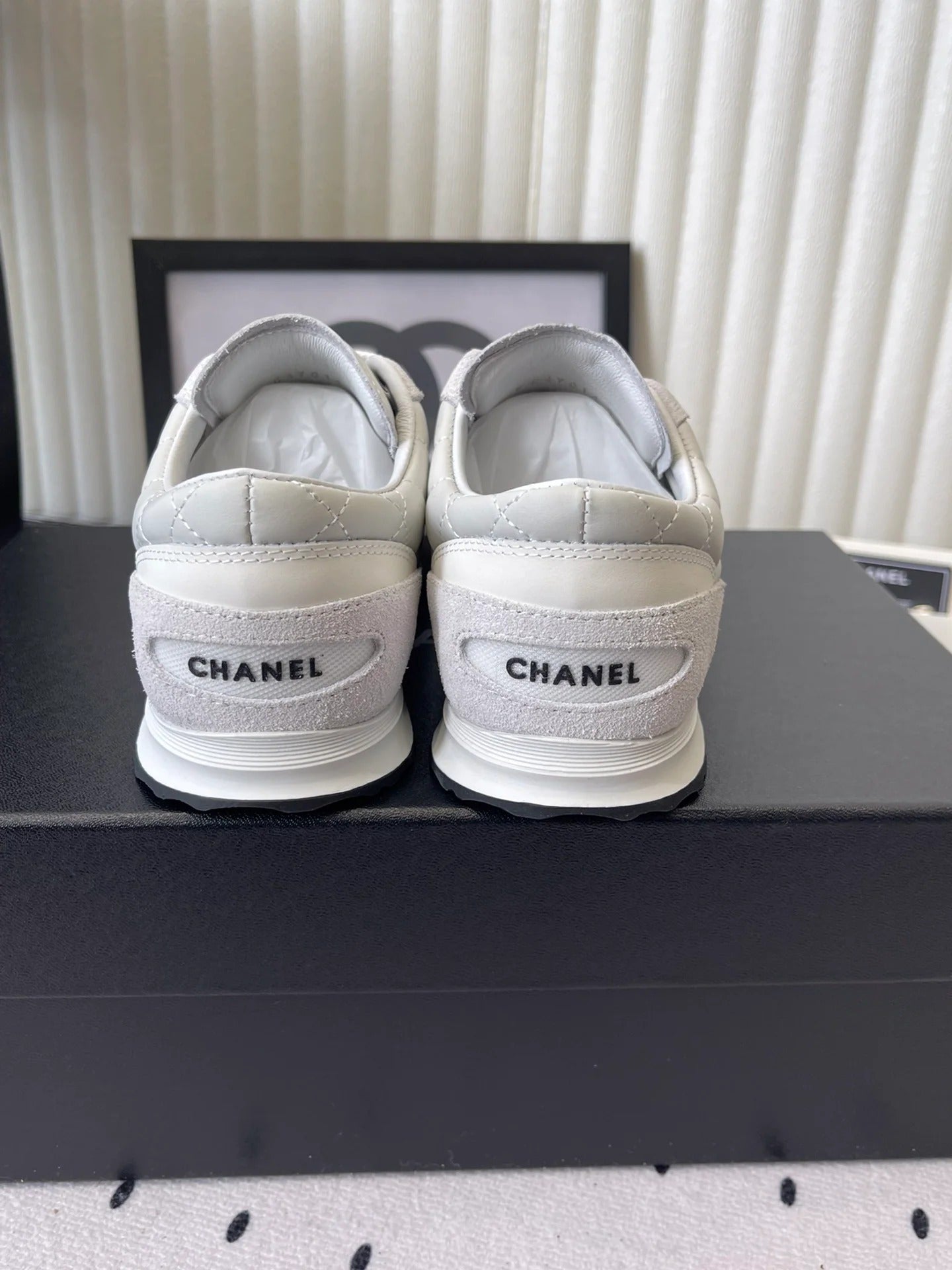 Chanel 2025 Quilted Sneaker White Suede Lambskin 554520