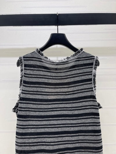 Miumiu 2026 Striped Knitted Vest Black Grey Wool Polyester 766322
