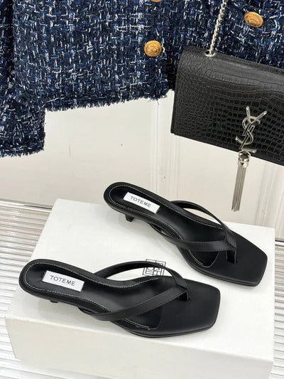 Toteme Thong Sandal Black Leather