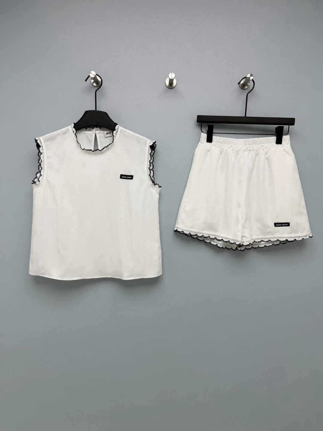 Miumiu 2026 Lace-Patch Set Black and White Cotton 269966