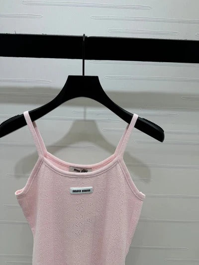 Miumiu 2026 Hollow Out Strappy Knitted Vest Wool Polester 375096