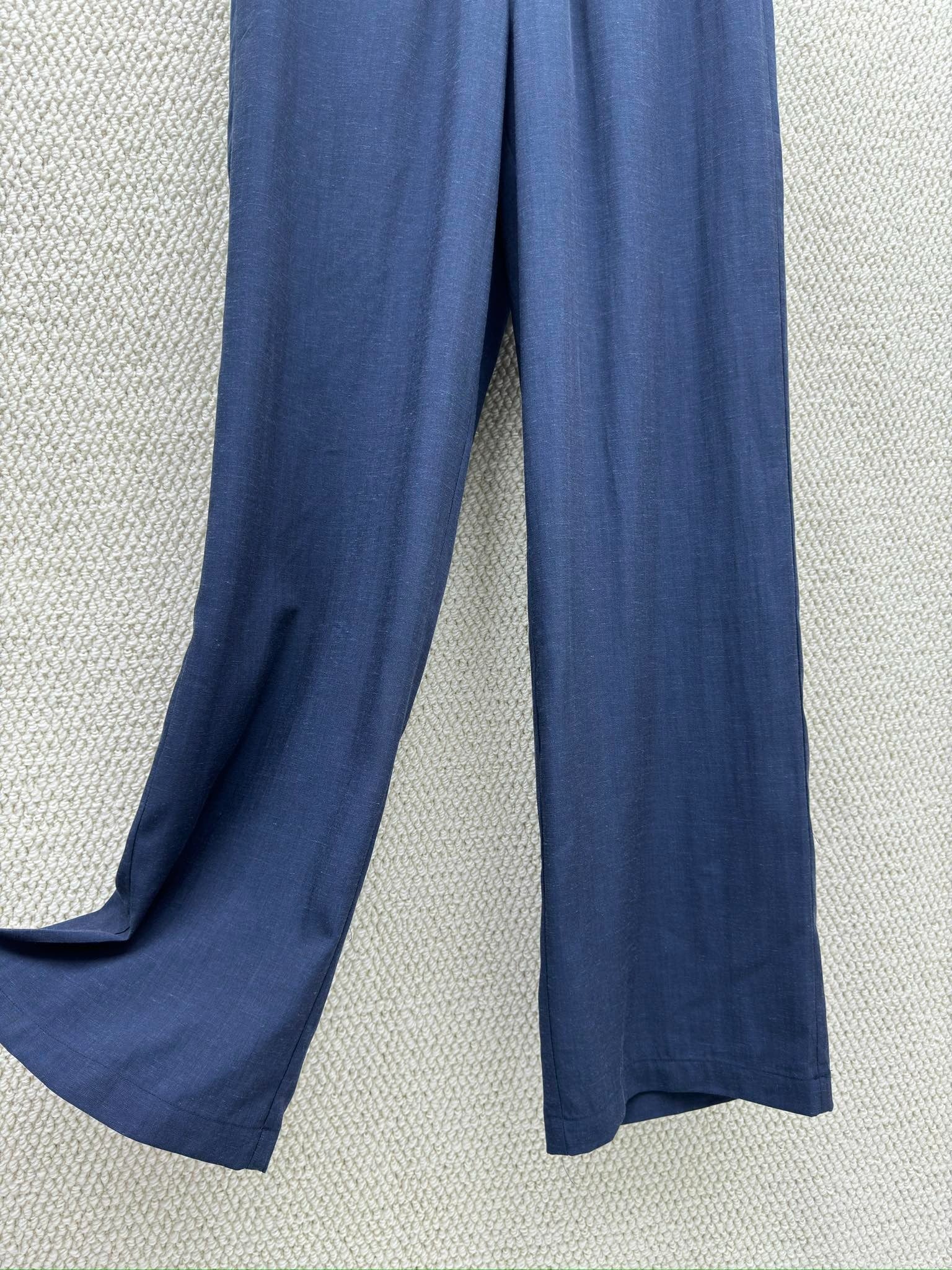 Miumiu 2026 Elastic High-Waisted Straight Wide-Leg Pant Tencel Cotton