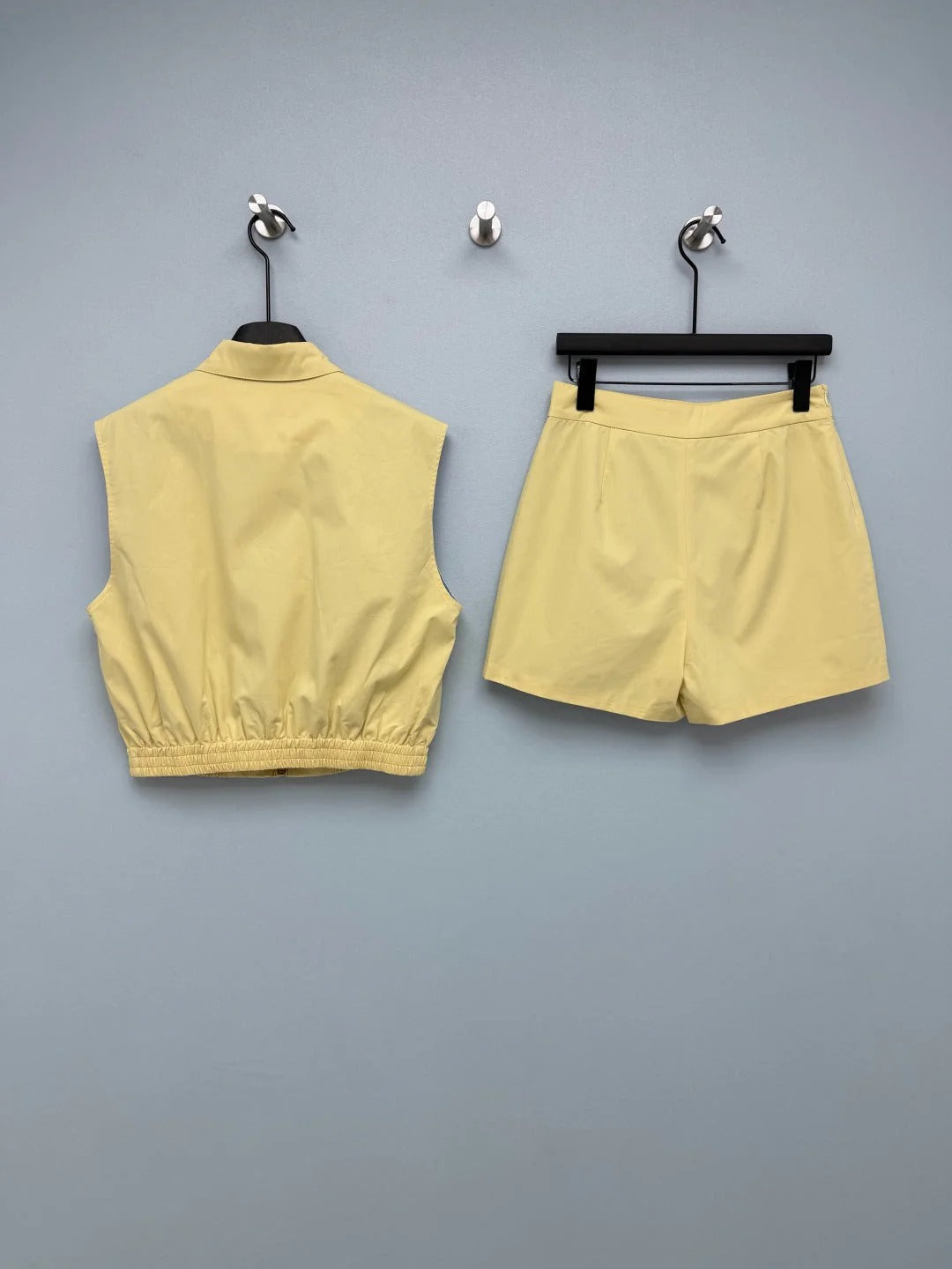 Miumiu 2026 Vest and Skirt Set Pale Yellow Polyester