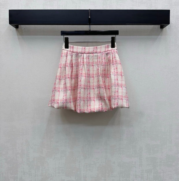 Chanel 2026 Plaid Set Pink White Polyester 314958