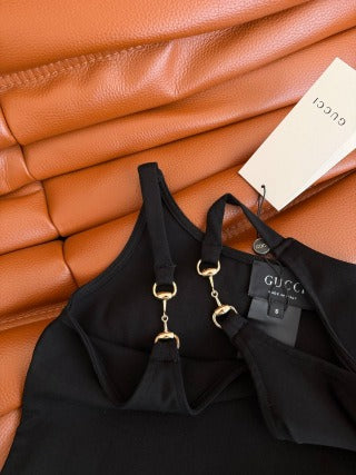 GG 26s Metal Shoulder Strap Buckle Decoration Slip Dress 406080