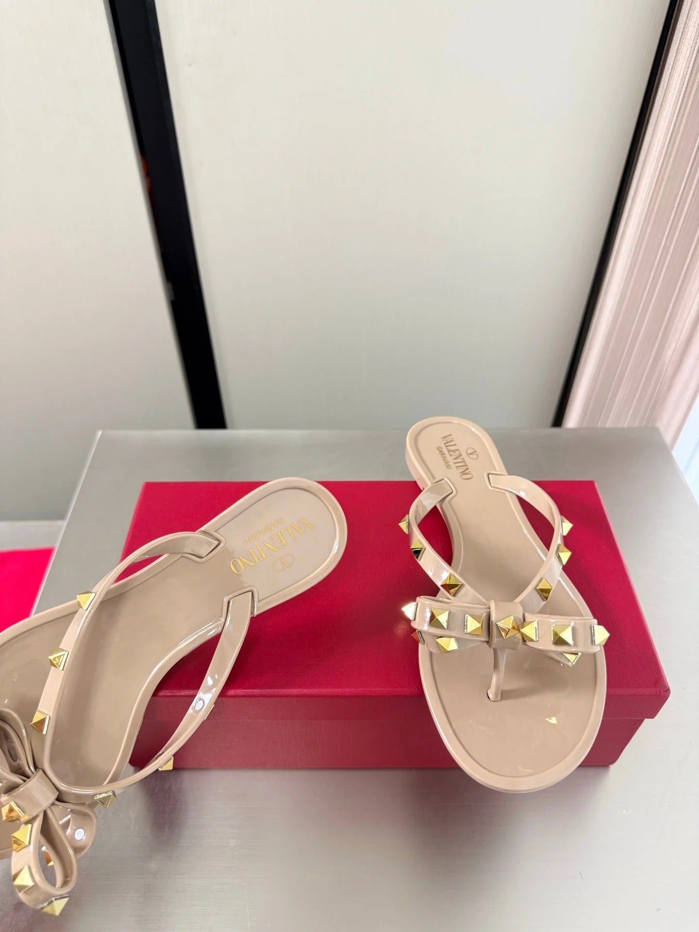 Valentino Rockstud PVC Thong Sandals 868849