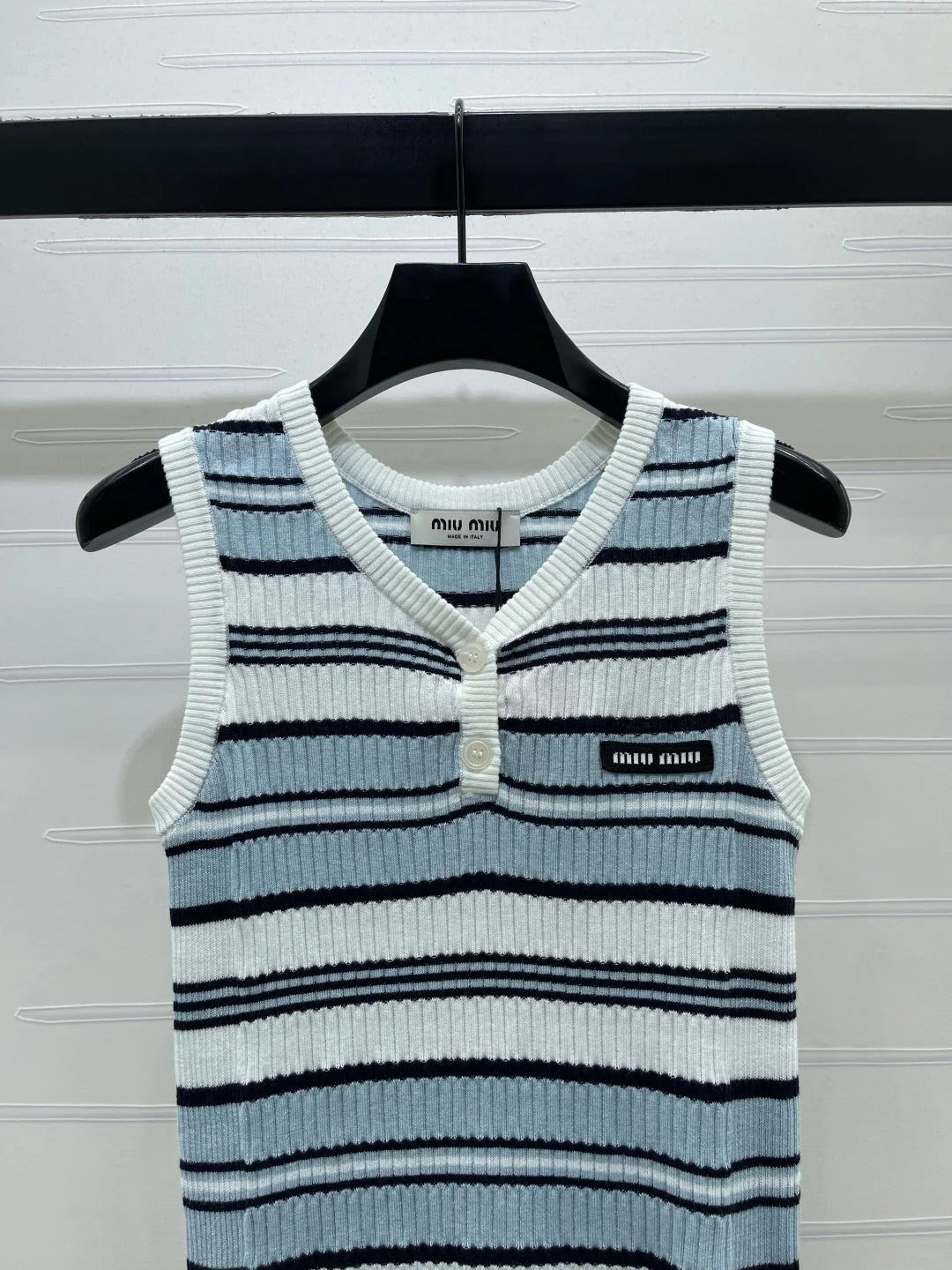 Miumiu 2026 Striped knit V-neck Vest Wool 246238