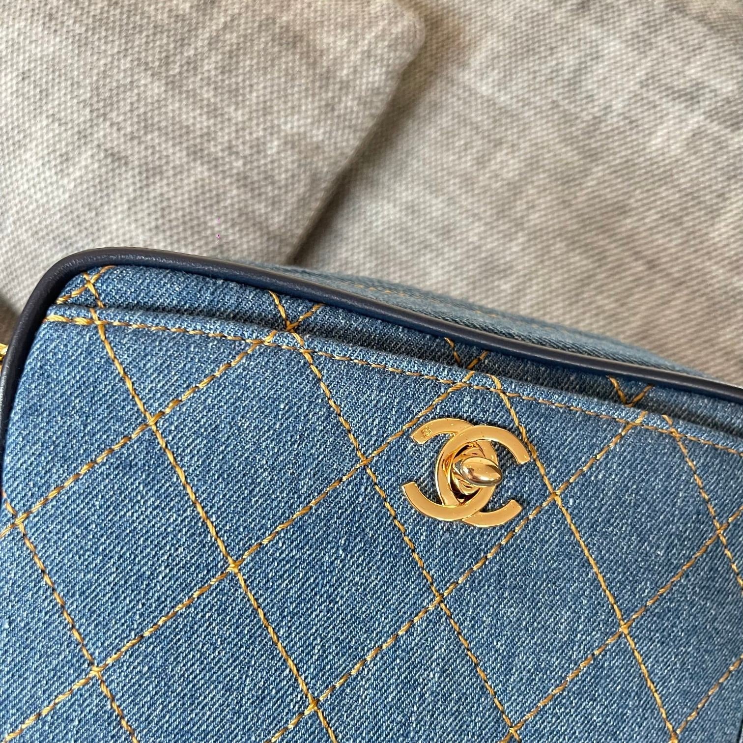 Chanel 2026 Camera Bag 17.5cm Blue Denim Leather
