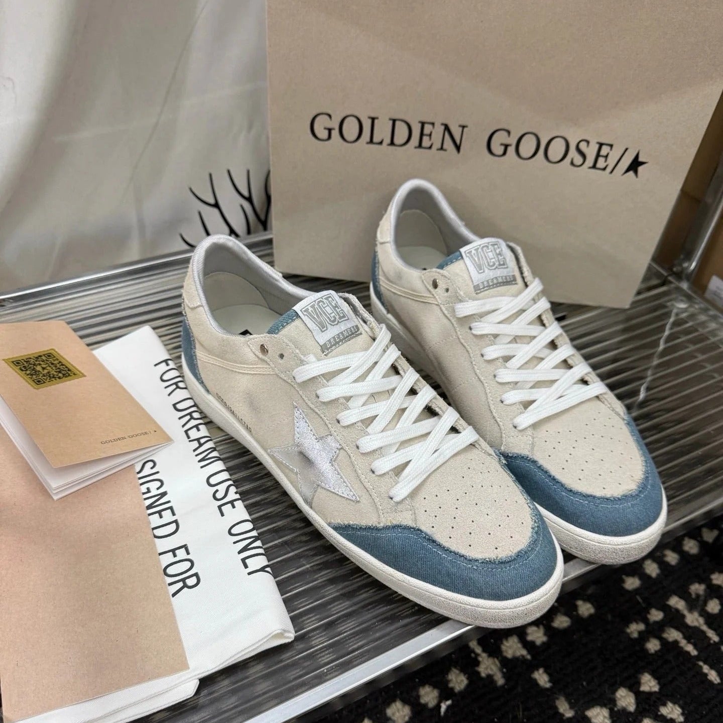 Golden Goose 2026 Ball Star Cream mix Blue Suede Denim