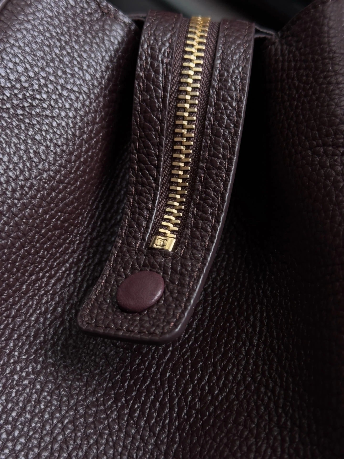 Chane 2026 Large Shopping Bag 46cm Dark Burgundy Calfskin