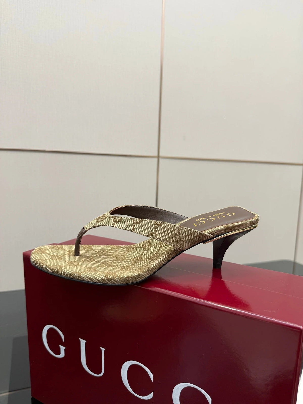 Gucci 2026 Vittoria Thong Sandals 55mm Canvas Leather 726151