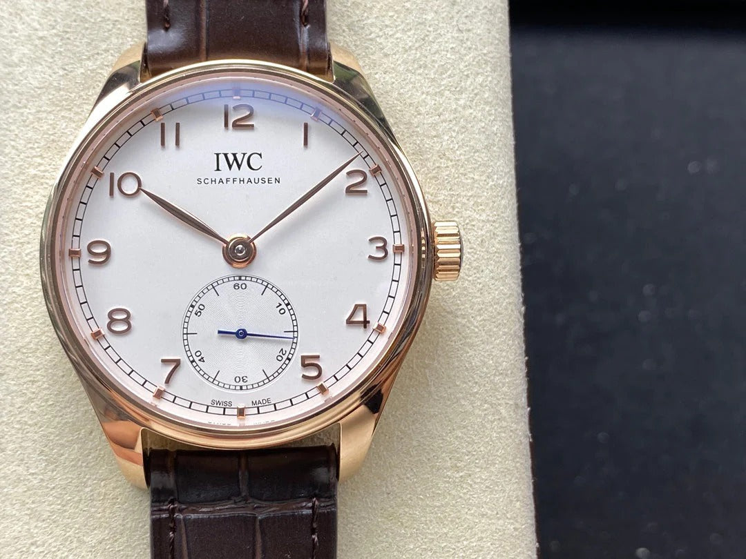 IWC Portuguese 40.4mm White Dial Pink Gold Case Leather
