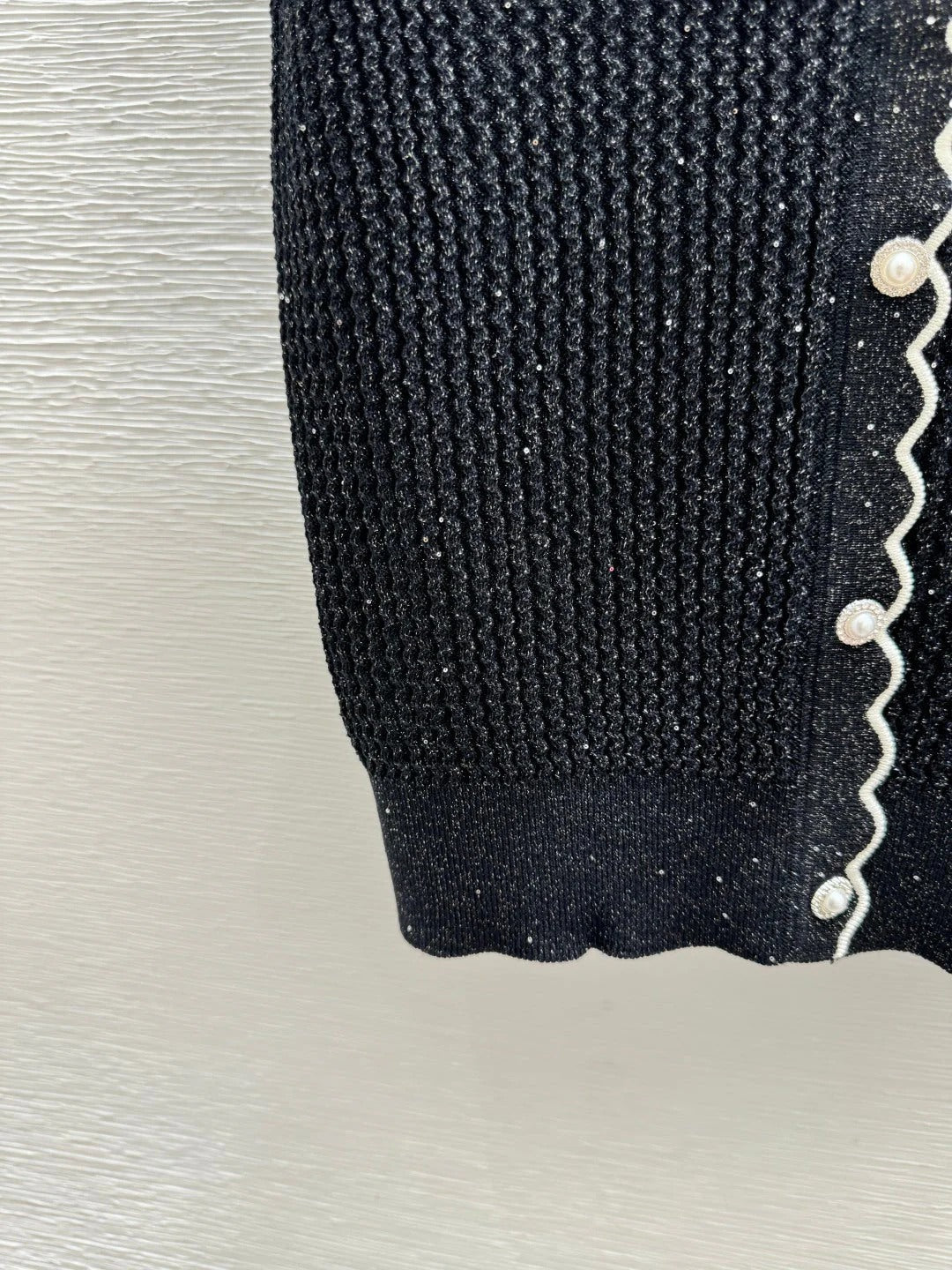 Chanel 2026 Lapel Sequin Knit Short-Sleeve Black Cotton Polyamide 397736
