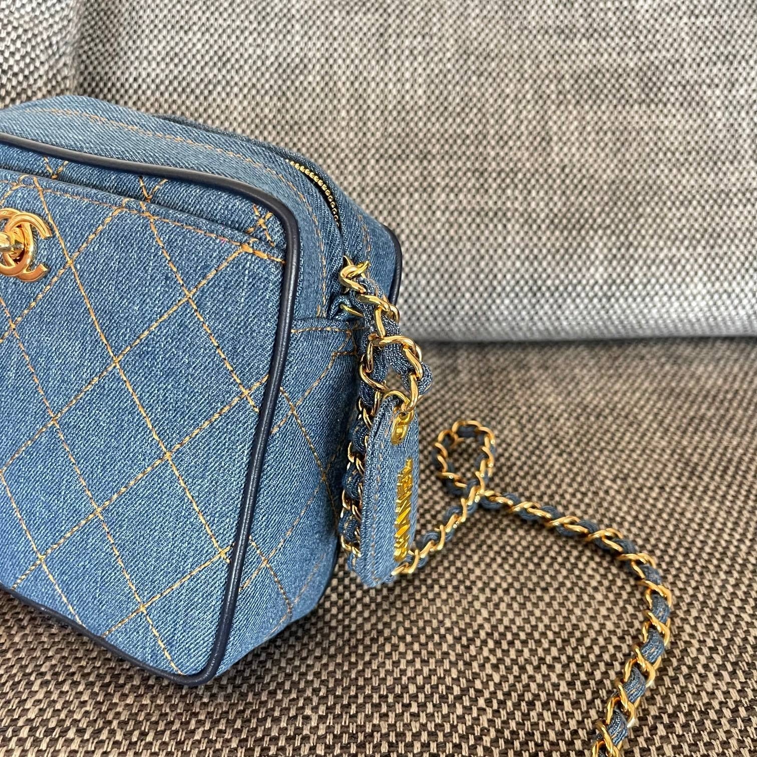 Chanel 2026 Camera Bag 17.5cm Blue Denim Leather