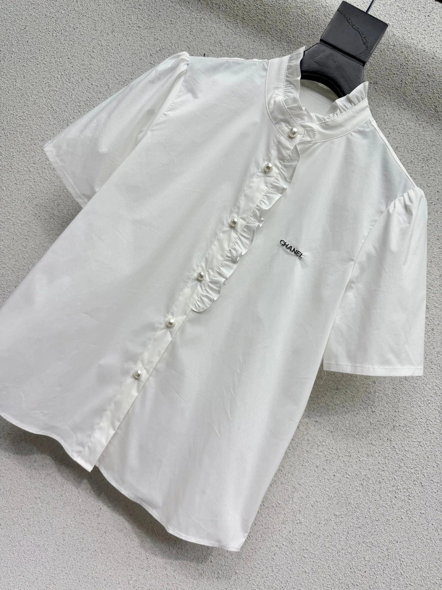 Chanel 2026 Short-sleeved Shirt Pink White Cotton 295896