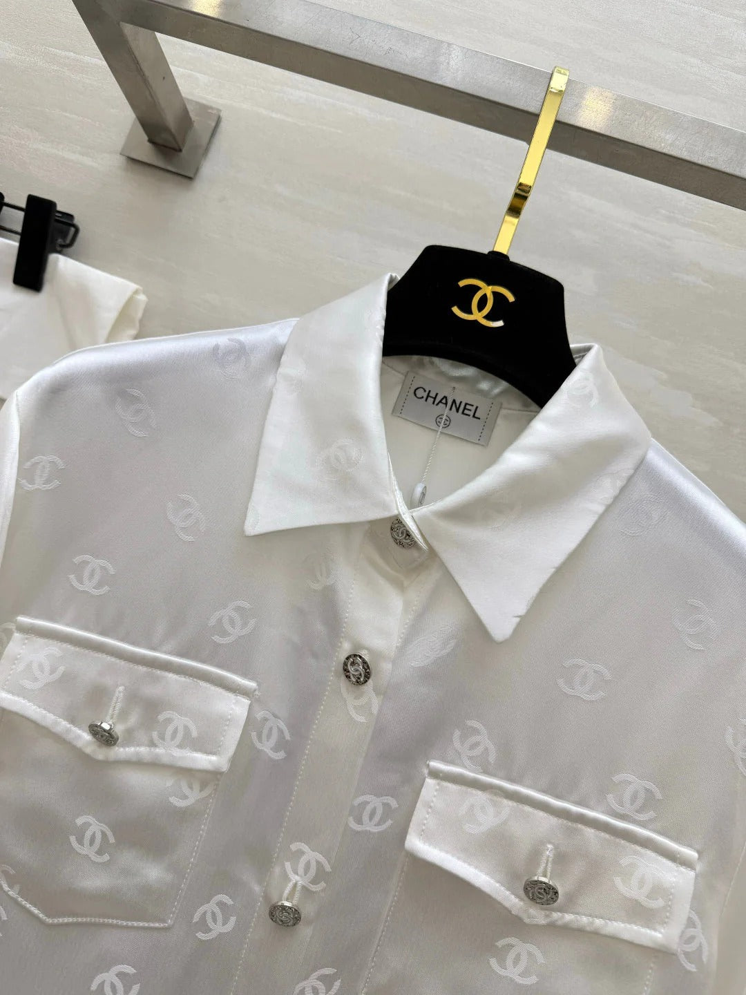 Chanel 2026 Double C Jacquard Acetate Silk Shirt 108151