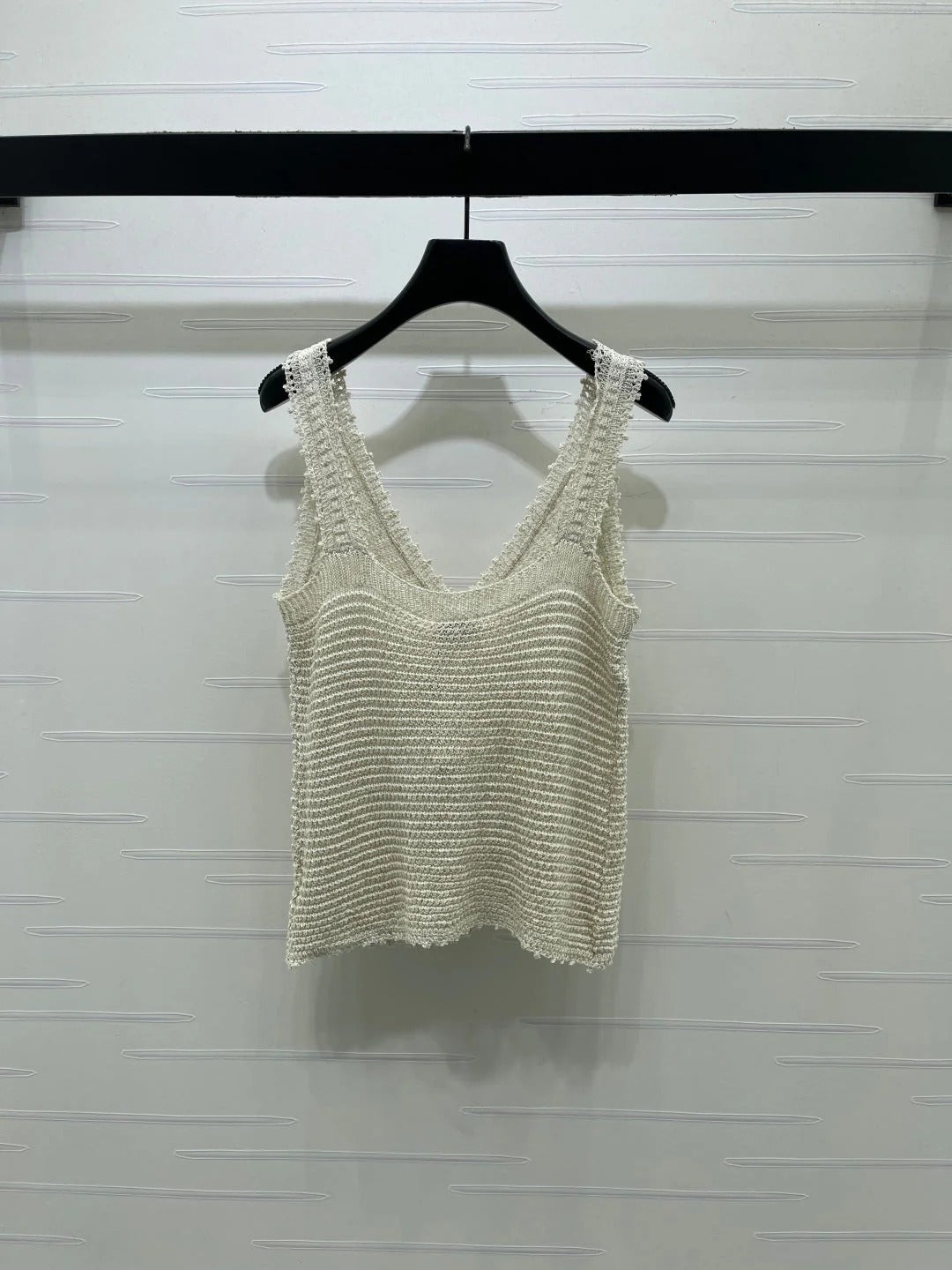 Chanel 2026 Hollow-out V-neck Vest Black and Beige Wool 408565