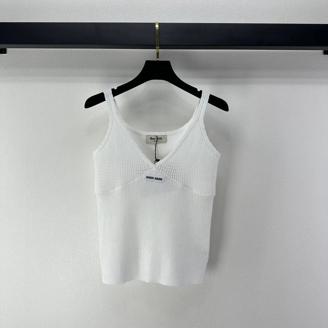 Miumiu 2026 Knit Camisole White Wool Cashmere 362402