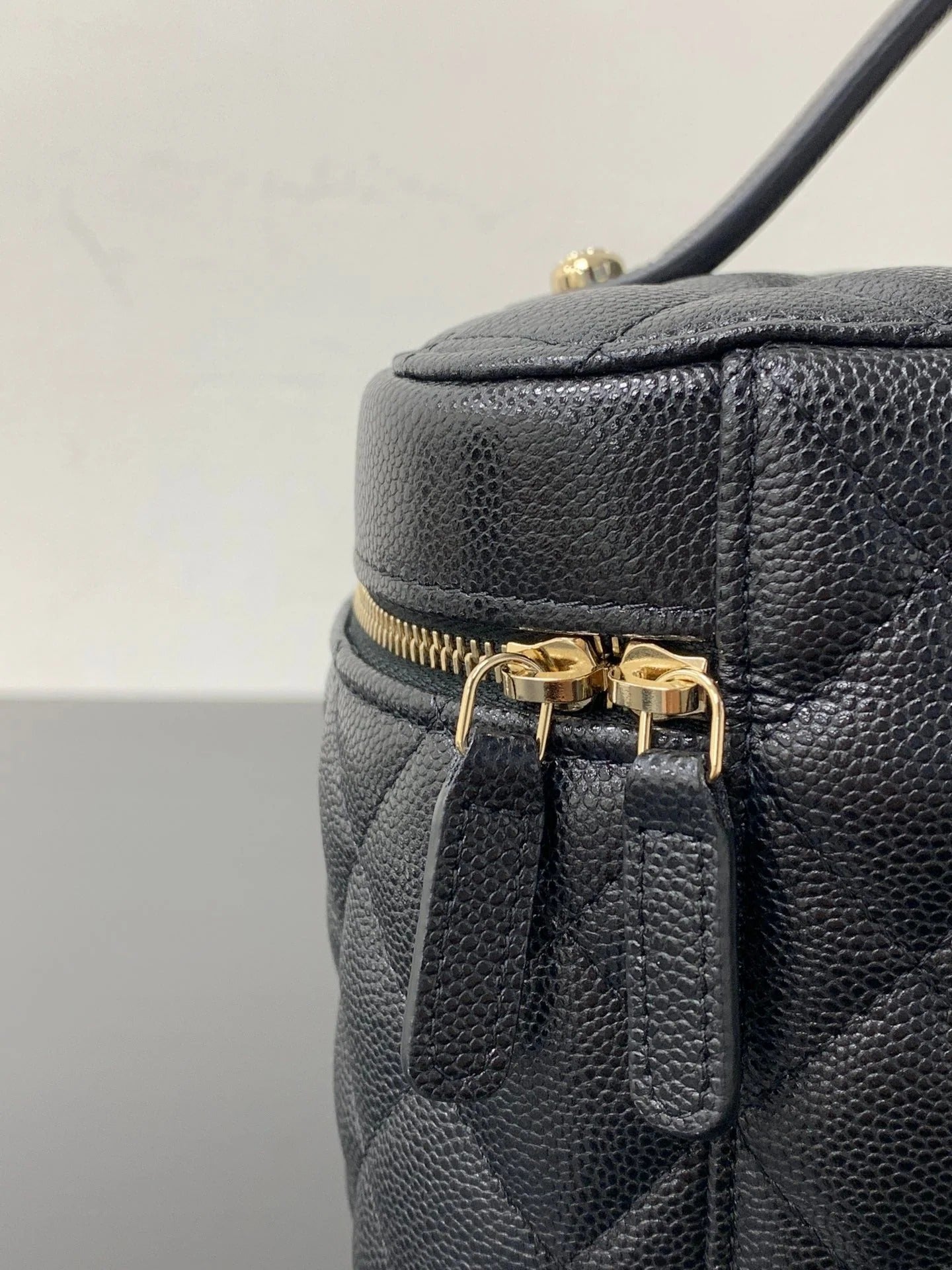 Chanel 2026 Vanity Pouch 21cm Black Caviar Quilted