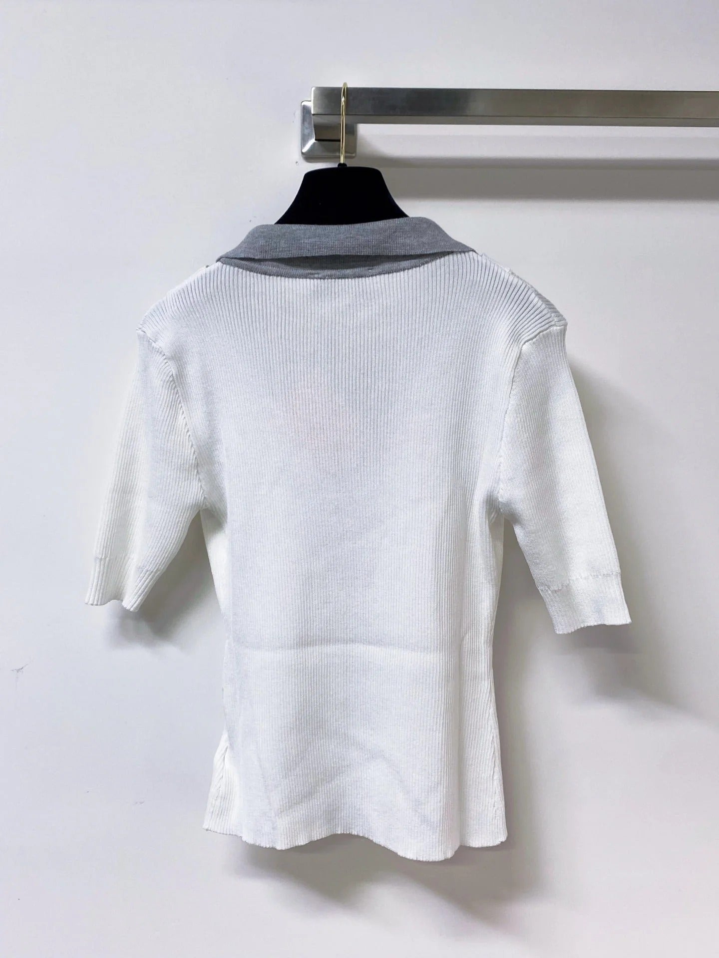 Miu Miu Short-Sleeve T-Shirt White Gray in Wool 305814