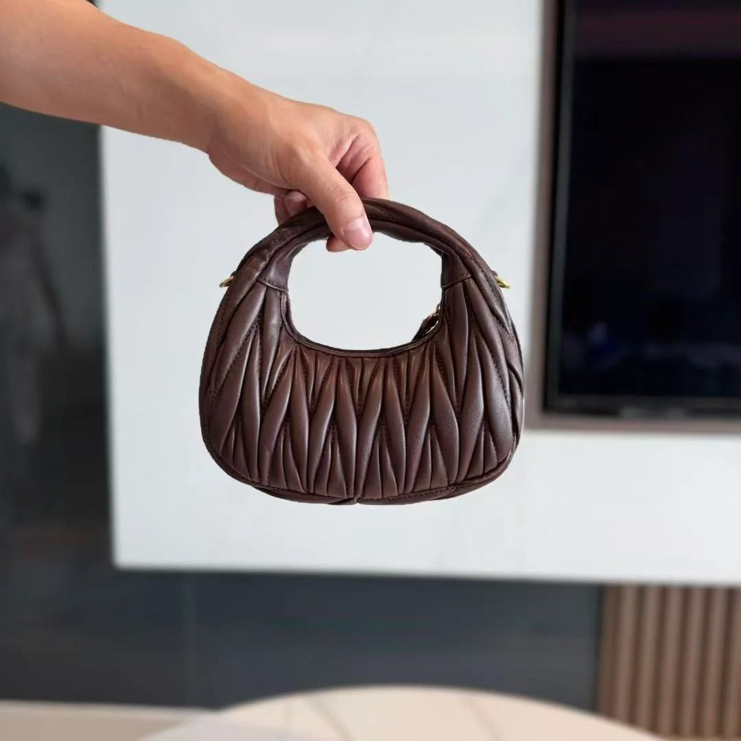 Miumiu 2026 Wander Matelassé Hobo Bag Dark Brown Nappa Leather