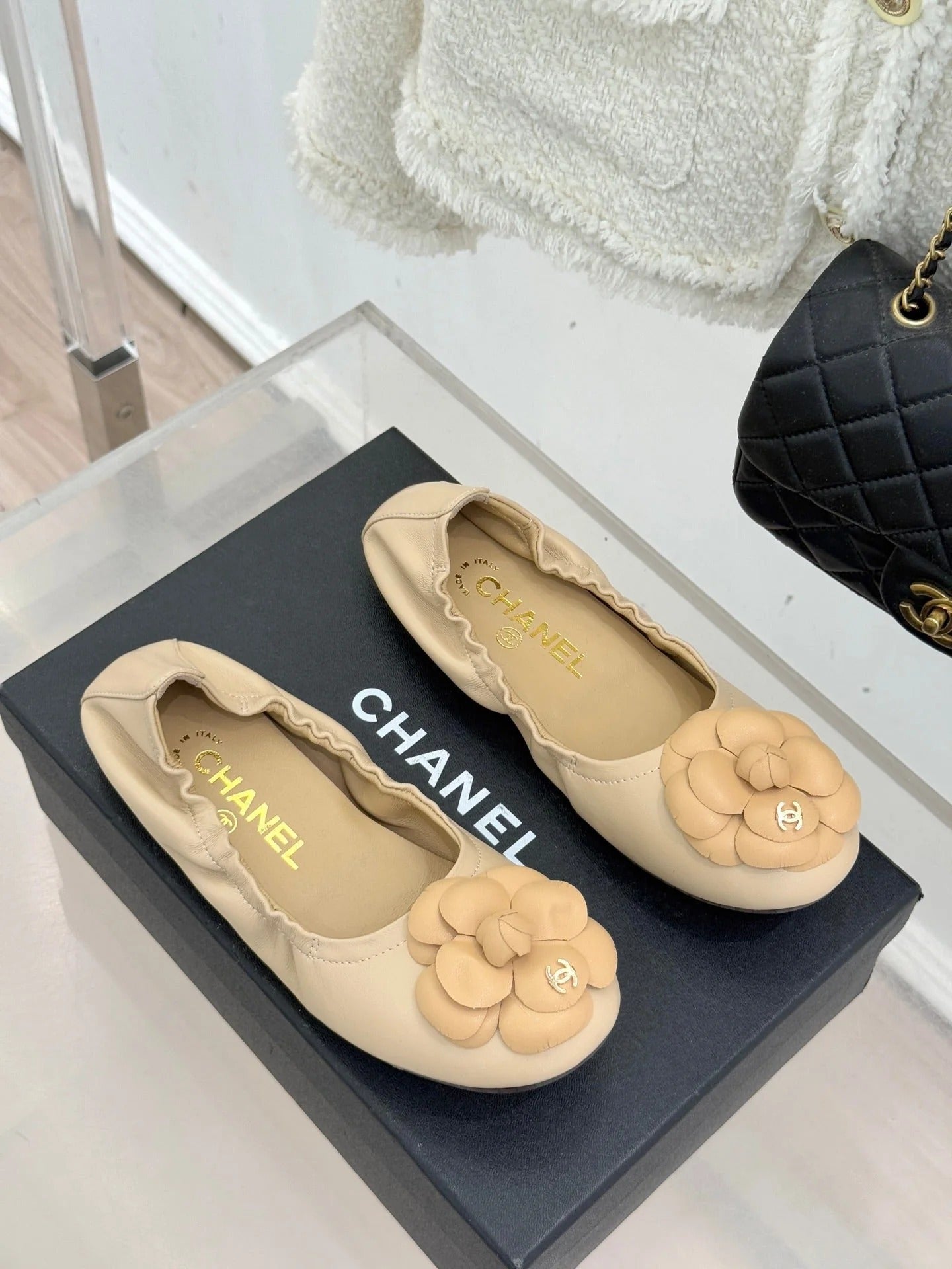 CC 2026 Double C Camellia Ballet Flat Sheepskin