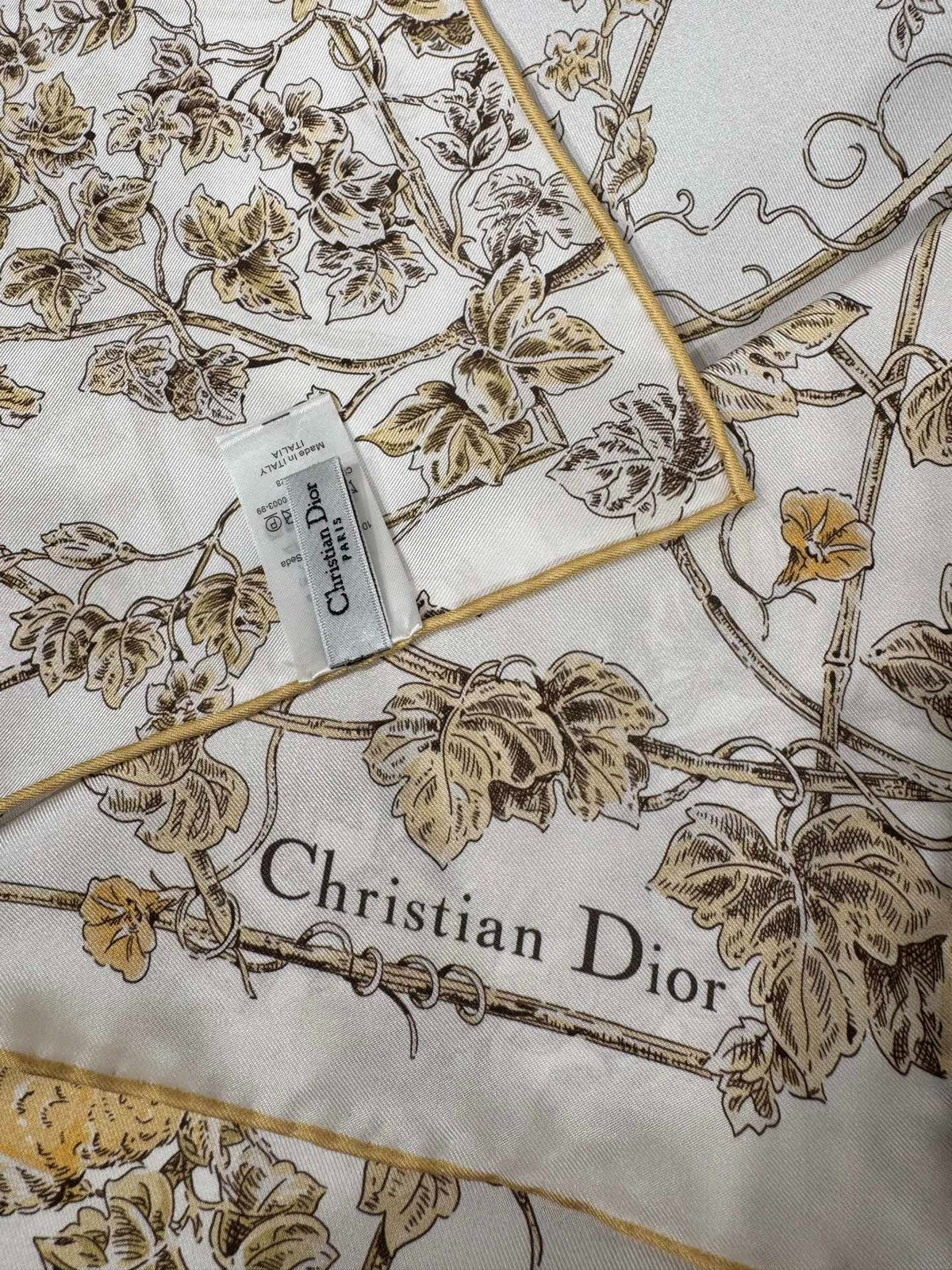 Dior 2026 Jardin D-Etoile Scarf 90cm White Mix Yellow Silk 203386