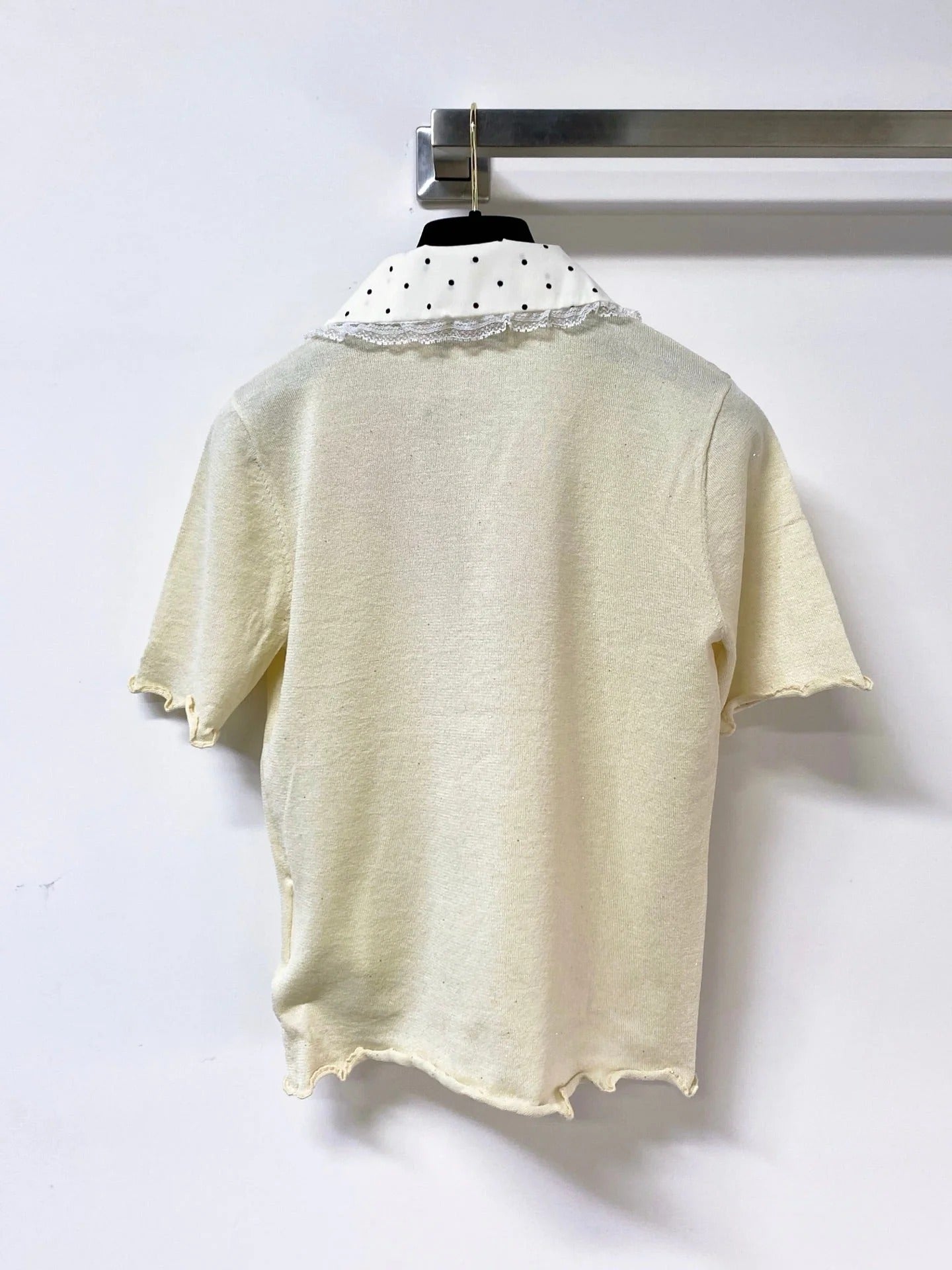 Miu Miu Short-Sleeve T-Shirt Cream in Tencel 305838