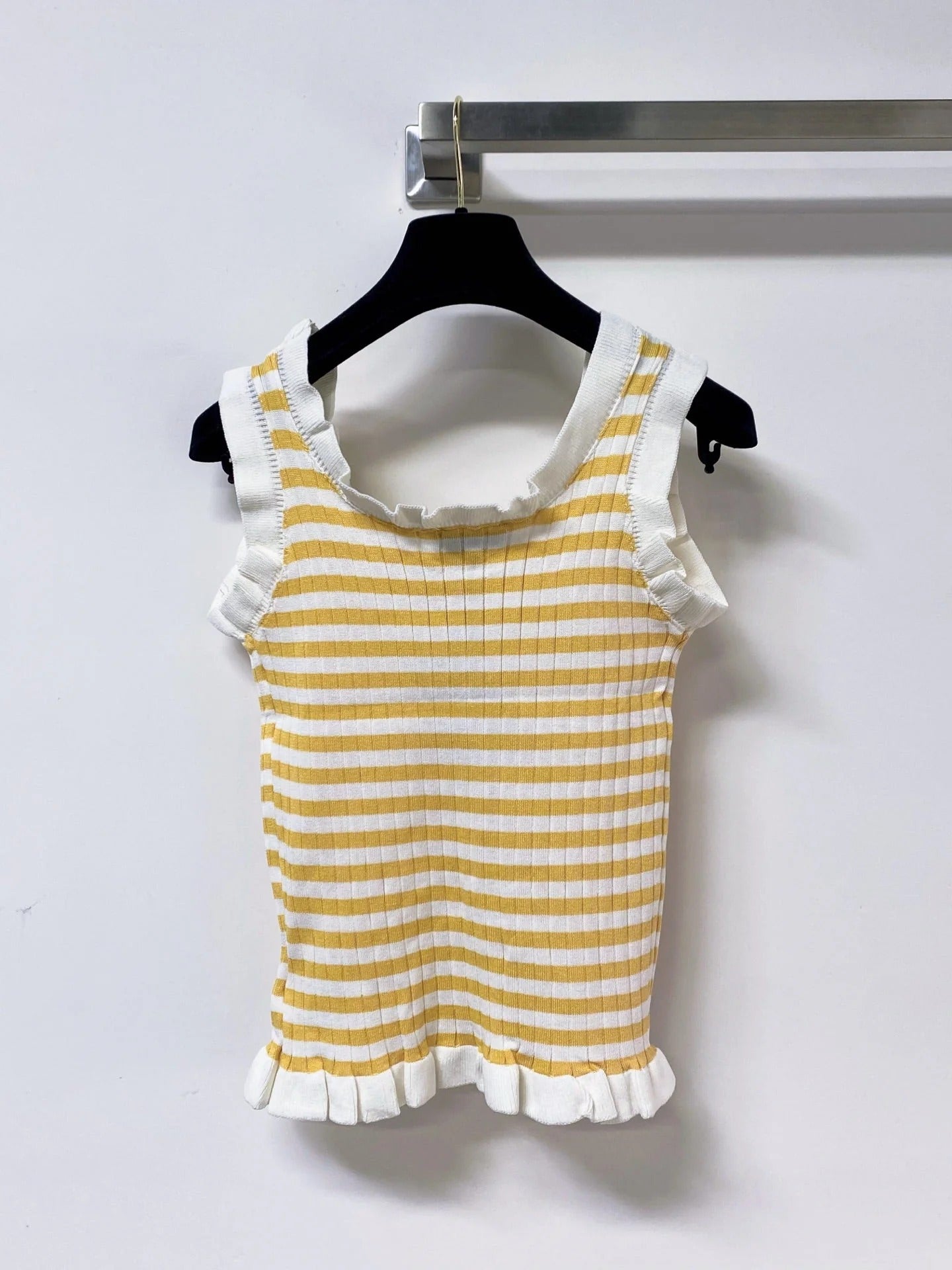 Miu Miu Short-Sleeve T-Shirt Yellow White in Acrylic 305824