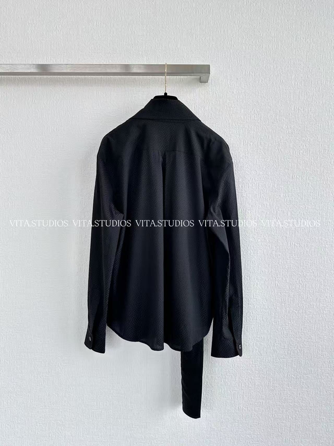 Chanel 26 Jacquard Shirt Black in Silk 298863