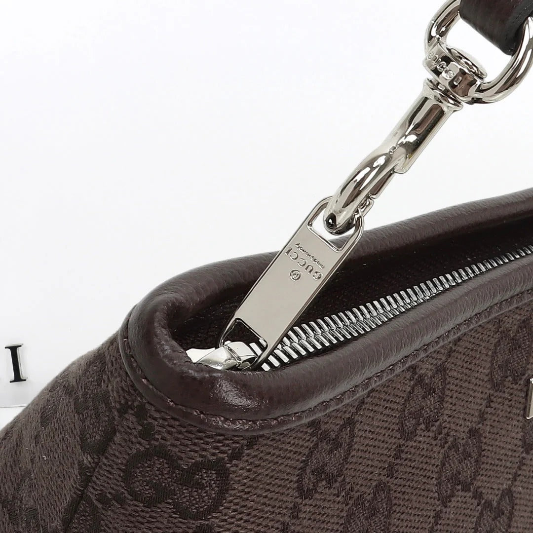 Gucci 2026 Small Pouch with Strap 17cm Dark Brown Canvas Leather
