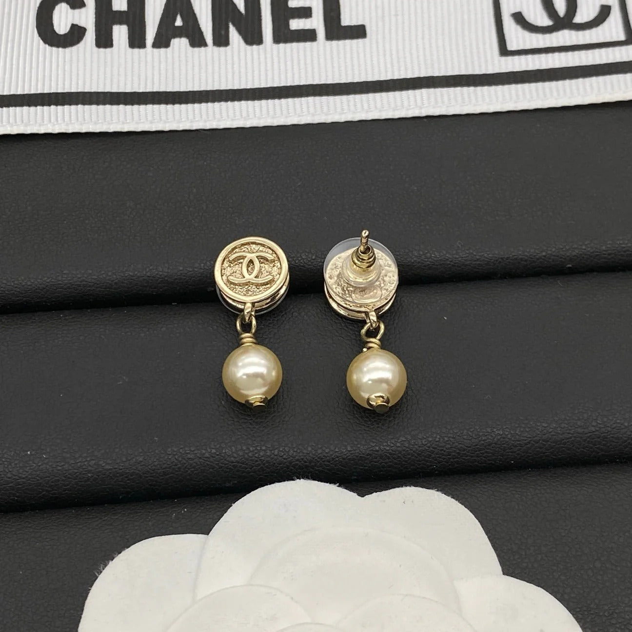 Chanel CC Pearl Earrings