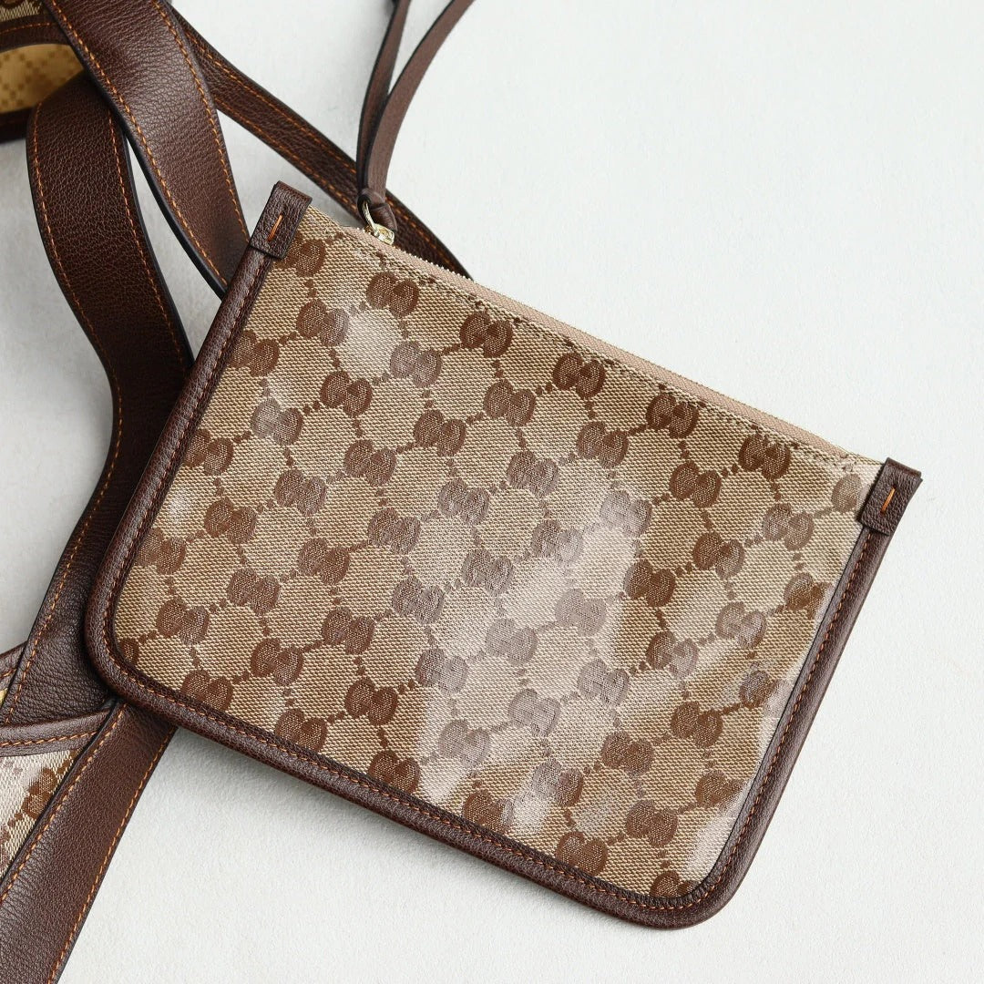 Gucci 2026 Giglio Shoulder Bag 60cm Brown Green Red Calfskin