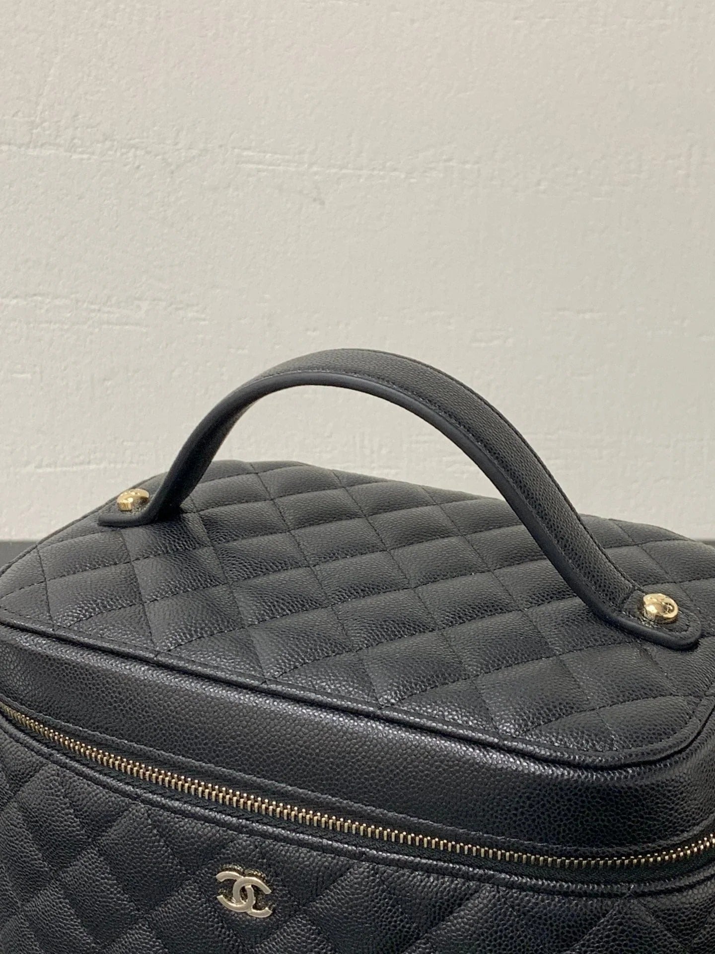 Chanel 2026 Vanity Pouch 21cm Black Caviar Quilted
