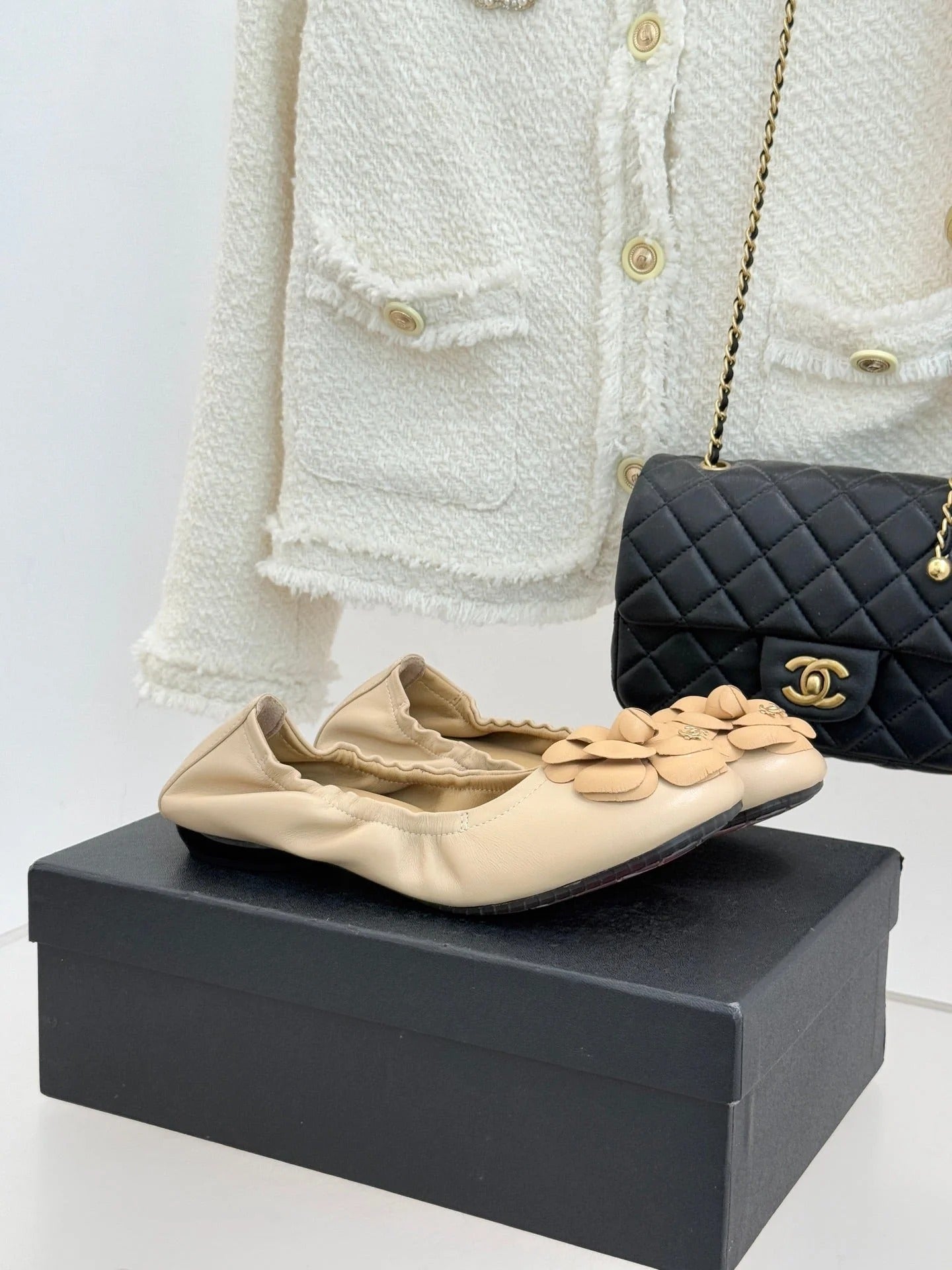 CC 2026 Double C Camellia Ballet Flat Sheepskin