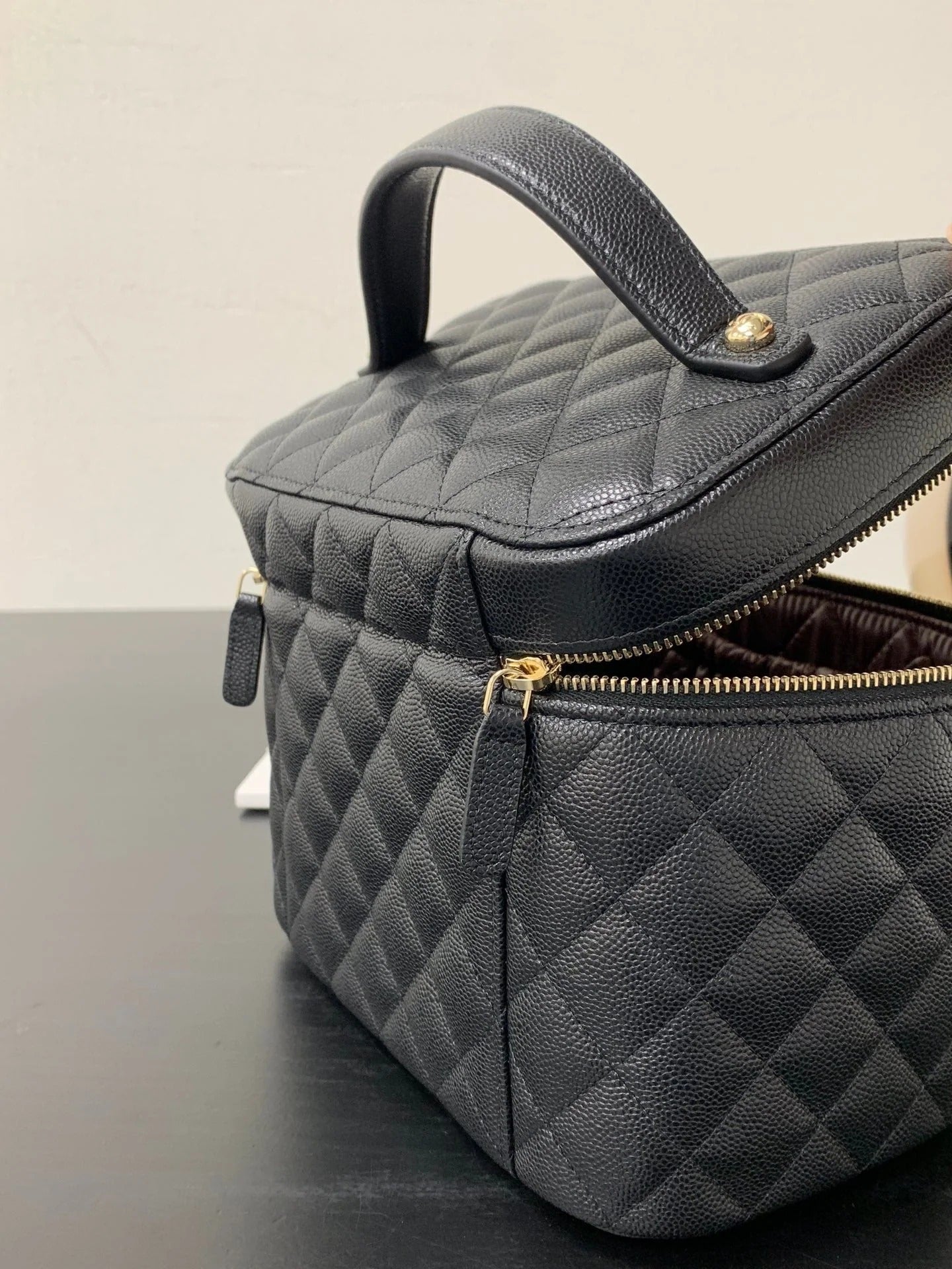 Chanel 2026 Vanity Pouch 21cm Black Caviar Quilted