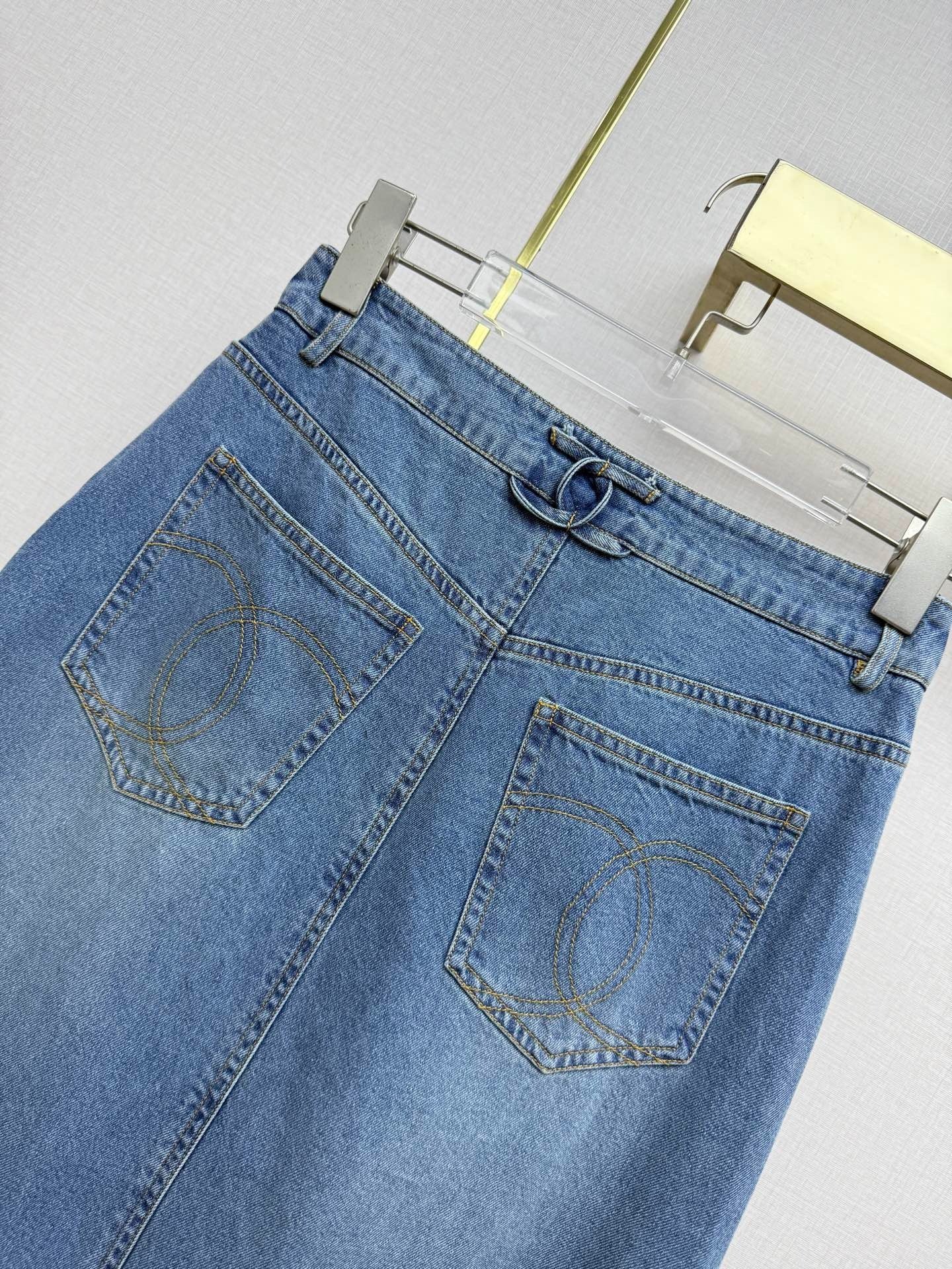 Chanel 2026 Denim Skirt Blue Cotton 389409