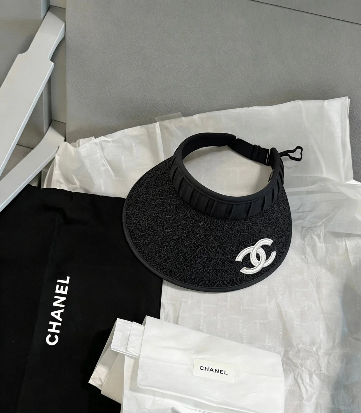 Chanel Straw Fabric Visor Cap 212940