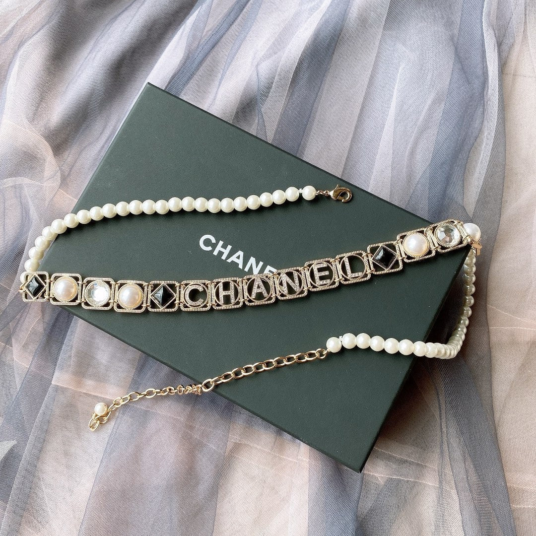 Chanel 2026 Pearl Chain Logo Charm Belt