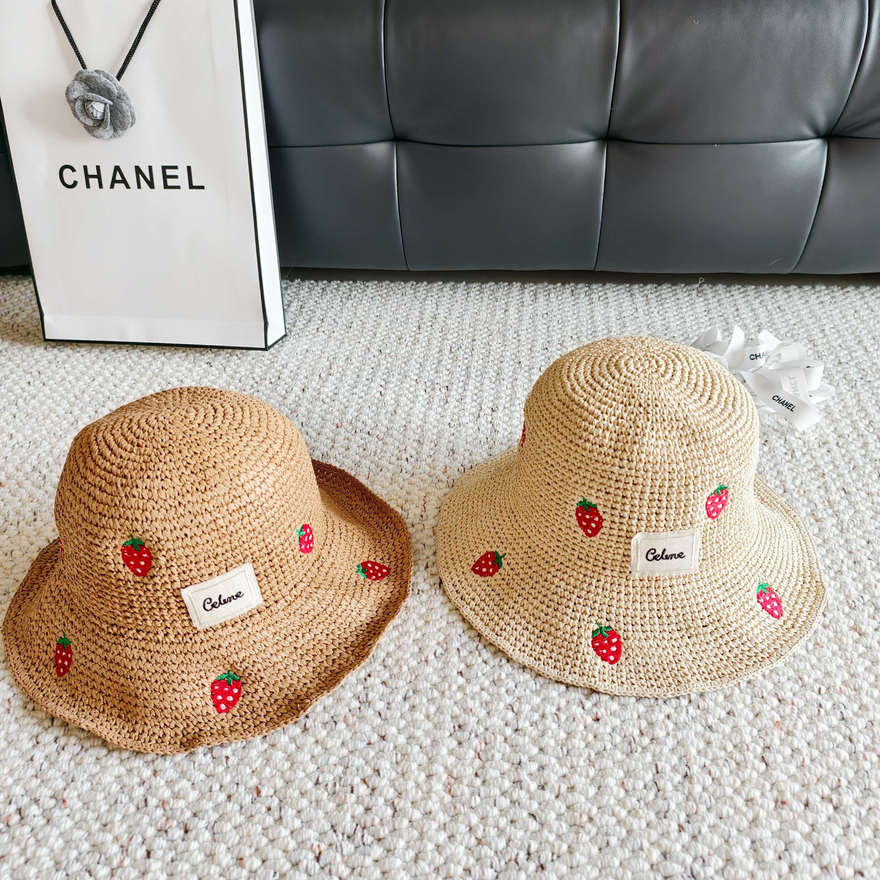 Celine Woven Strawberry Bucket Hat 400938