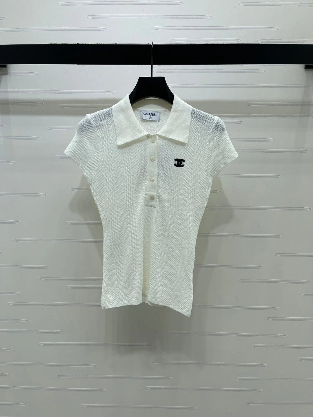 Chanel 2026 Collared Knit Short-Sleeve Shirt Tencel 677741