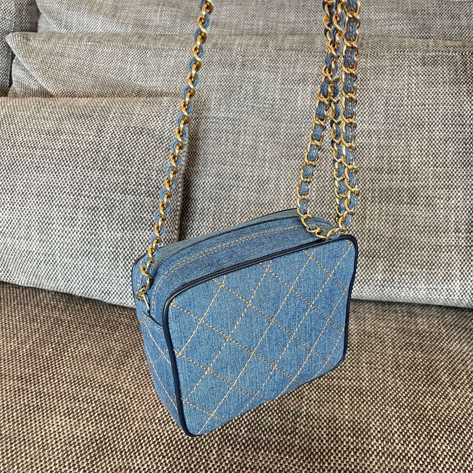 Chanel 2026 Camera Bag 17.5cm Blue Denim Leather