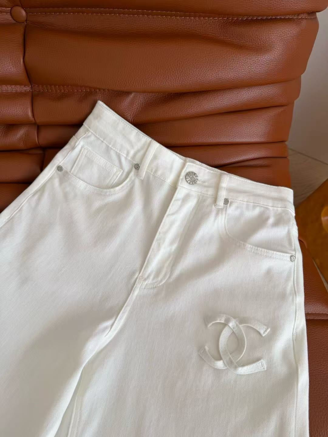 Chanel 2026 Double C Logo Jeans White Cotton