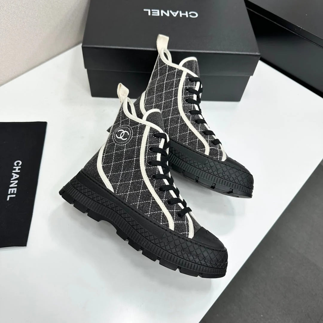 Chanel 2026 Quilted High Top Sneakers Suede Fabric 986146
