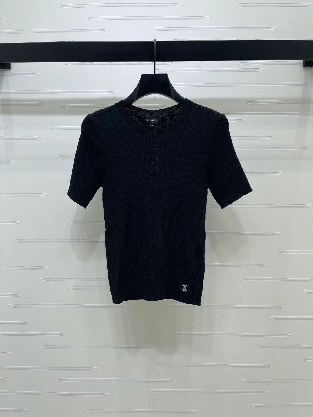 Chanel 2026 Crew Neck Double C Knit Short-Sleeve T-Shirt Cashmere 363394