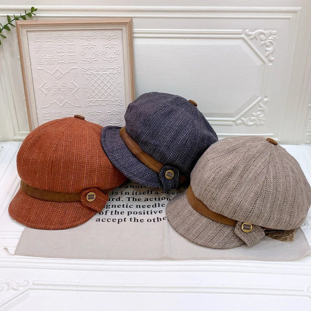 Miu Miu Retro Plaid Newsboy Cap 215958