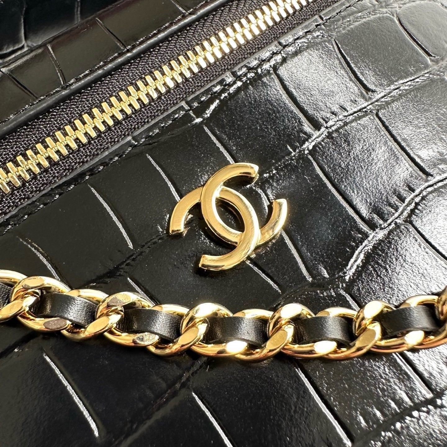 Chanel 2026 Crocodile Embossed Vanity Bag 19.5cm Leather