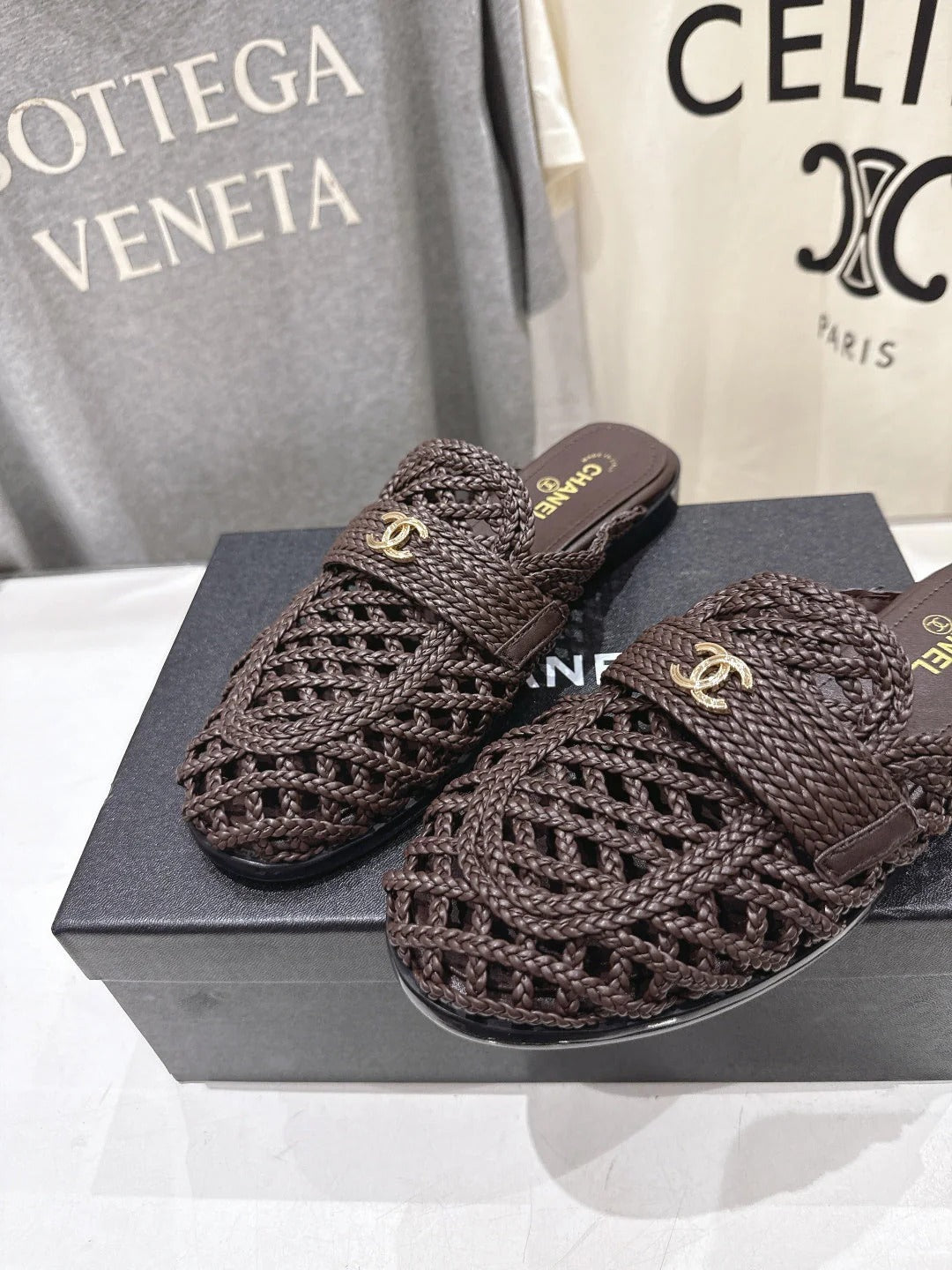 Channel 2026 Hand-Woven Mules Chocolate Calfskin 896471