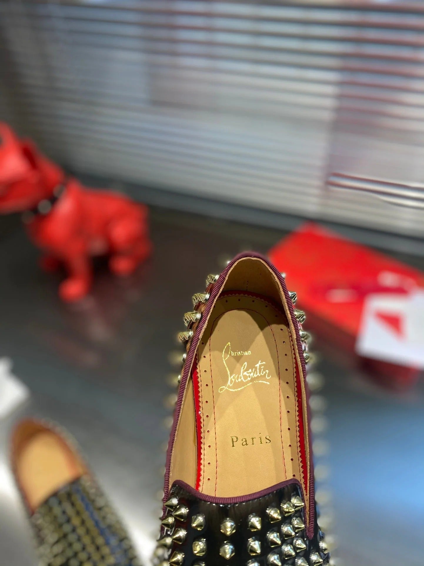 Christian Louboutin Dandelion Spike Loafer Suede Leather 863793