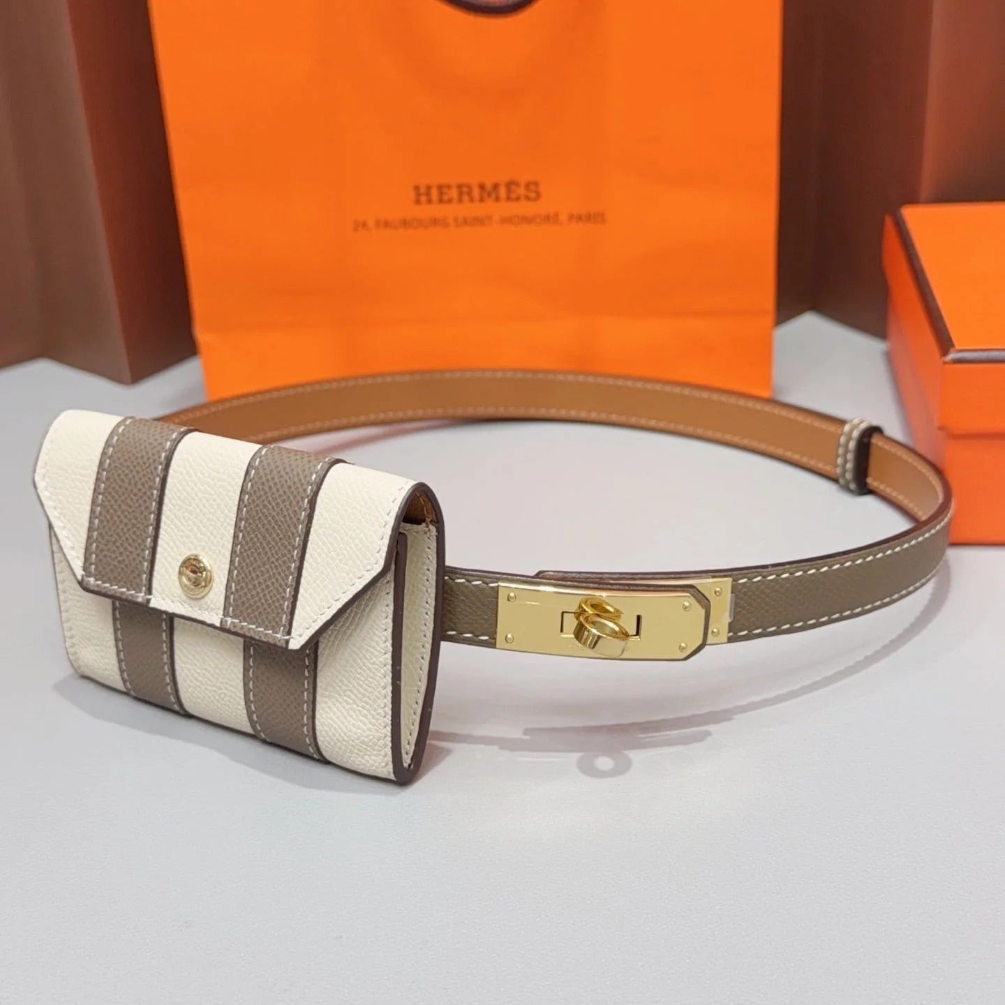 Hermes 2026 Kelly Pocket Bayadere Belt 18mm Leather 216166